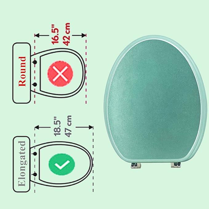 BLOFDE Elongated Toilet Seat Wood Toilet Seat Prevent Shifting with Zinc Alloy Hinges American Standard Size Toilet Seat Easy to Install also Easy to Clean(Elongated,Sparkling Turquoise) - ModernBath