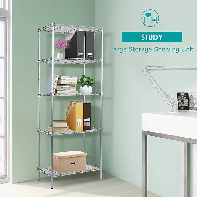 BNSPLY 5 Tier Wire Shelving Unit, Adjustable Wire Rack Shelving, Changeable Metal Wire Storage Shelves for Kitchen, Laundry, Bathroom, Balcony, Pantry (11.4" D x 21.3" W x 59" H, Silver) - ModernBath