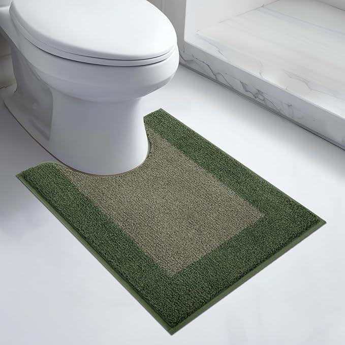 anllugs Bathroom Rugs U-Shaped 20" x 24", Non-Slip Extra Soft Absorbent Bath Rugs, Machine Washable Quick Dry Bath Mats for Toilet Base, Sage Green & Budding Green - ModernBath