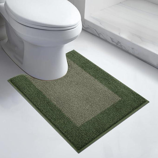 anllugs Bathroom Rugs U-Shaped 20" x 24", Non-Slip Extra Soft Absorbent Bath Rugs, Machine Washable Quick Dry Bath Mats for Toilet Base, Sage Green & Budding Green - ModernBath