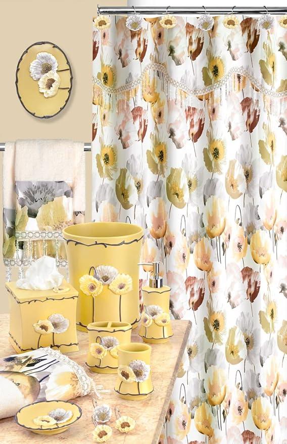 Zahari Home Poppy Fields Modern Bathroom Towel Set - 3 Piece Contemporary Decor Ensemble in Beige - ModernBath