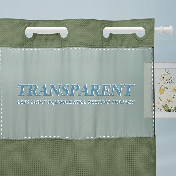 EUTXL Sage Green Stall Hotel Shower Curtain - 230GSM Waffle Textured Heavy Duty Thick Fabric Shower Curtains for Bathroom,54W x 80H - ModernBath