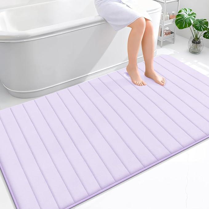 OLANLY Memory Foam Bath Mat 70x46, Super Soft Absorbent Bathroom Rugs, Quick Dry, Machine Washable Shower Floor Rugs, Bathmat Carpet, Bathroom Home Decor Accessories, Lavender - ModernBath