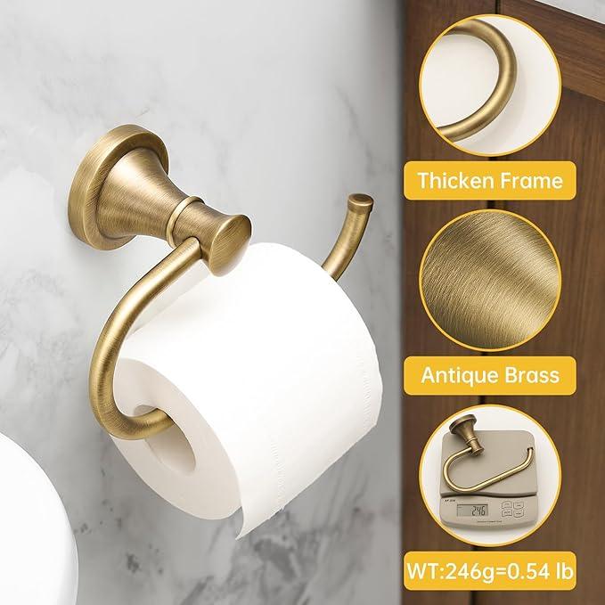 BESy Antique Brass Toilet Tissue Paper Holder Bathroom Accessories Toilet roll Paper Hanger, SUS304 Stainless Steel,Wall Mounted, Rustproof - ModernBath