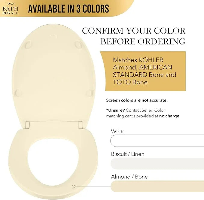 Bath Royale Toilet Seat Elongated with Cover BR501-02 Soft Close, Heavy Duty, Comfortable, Stain-Resistant and Easy to Keep Clean, Fits All Toilet Brands, Executive Series - Almond/Bone - ModernBath