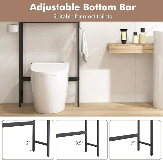 Over-The-Toilet Storage Cabinet, Freestanding Bathroom Organizer with Metal Frame, Adjustable Shelf & Open Compartment, Space Saver for Toilet & Laundry Room - ModernBath