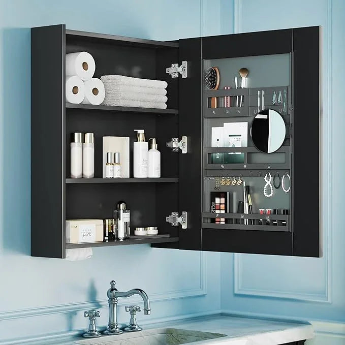 Bathroom Cabinet - Large Single Door 24x30 inchs Wall Cabinet Mirror Medicine Cabinet with Facial Tissues Slot and Multifunctional Storage Area - ModernBath