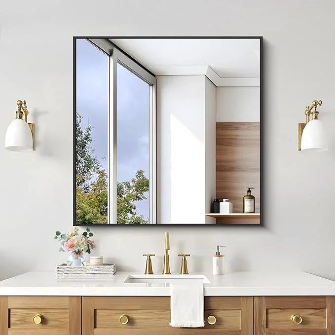 KOCUUY Bathroom Mirror,30x30 Square Black Mirror with Aluminum Metal Frame,Black Vanity Wall Mirror Modern Home Decor for Bathroom, Living Room, Farmhouse and Entryway - ModernBath