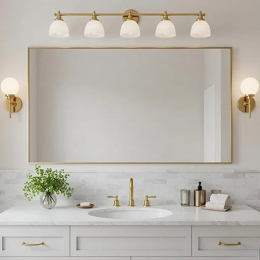 Bonverre 20x40 Inch Brass Bathroom Mirror for Wall, Aluminum Frame Rectangle Rectangular Vanity Mirror, Modern Large for Bedroom, Living Room, Horizontal or Vertical - ModernBath