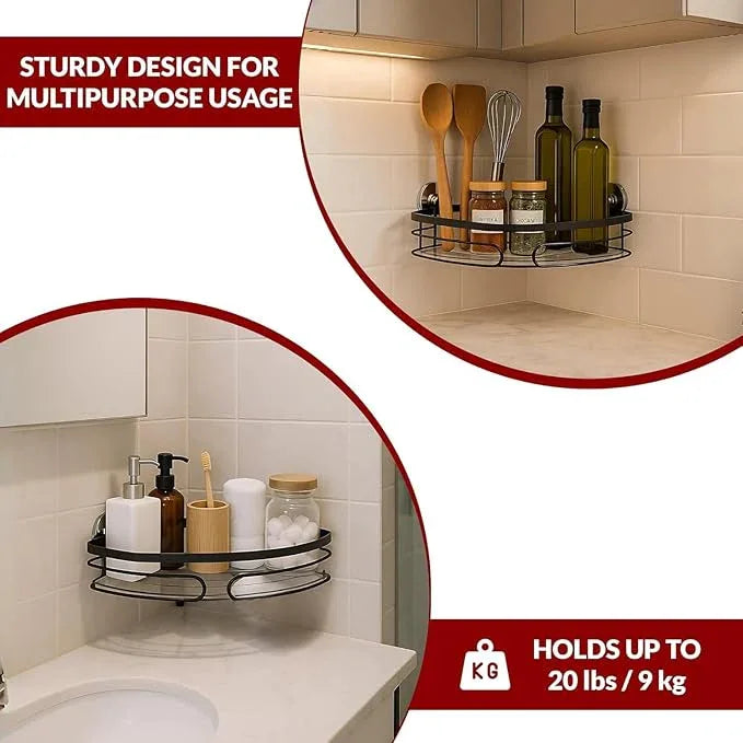 2-Pack Corner Shower Caddy - Rustproof Premium Metal Shelves with Adhesive Pads, No Drilling Required, Hanging Bathroom Organizers and Storage - Black - ModernBath