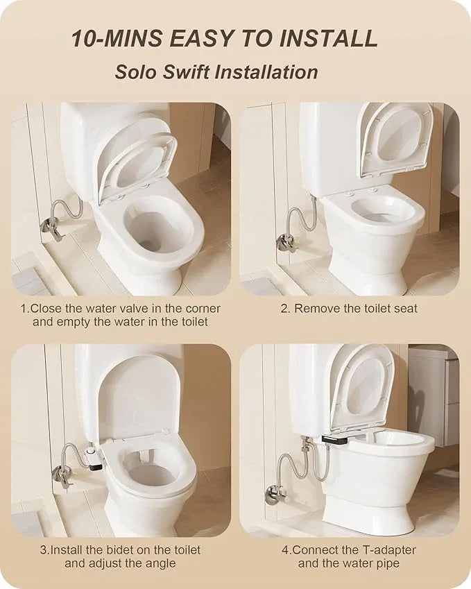 Hinmood Ultra-Slim Bidet Attachment for Toilet Dual Nozzles Feminine & Rear Wash Bidet Toilet Seat Attachment Non Electric Self Cleaning Adjustable Water Pressure, Rear Wash (KB001) - ModernBath