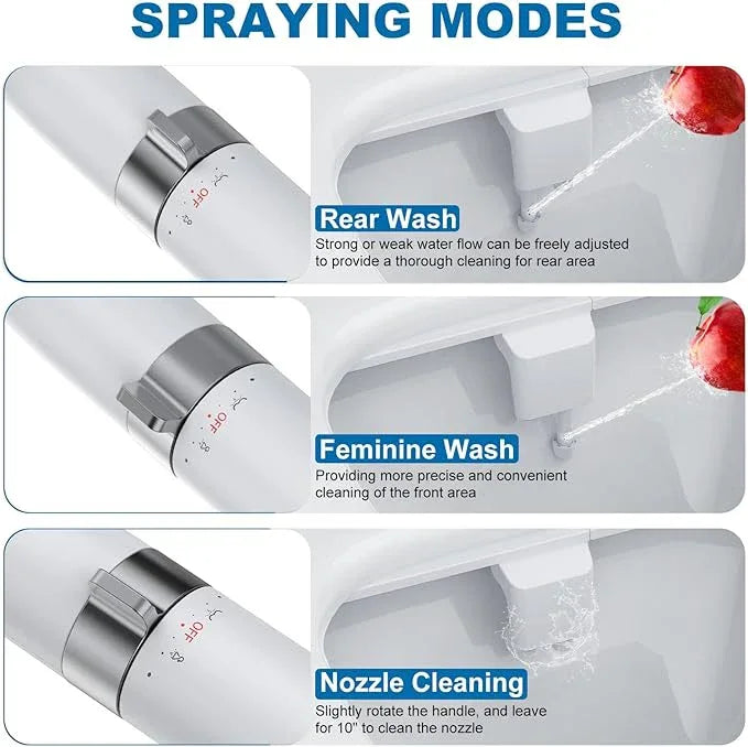 Toilet Bidet Attachment Non-Electric Dual Nozzle – Self-Cleaning Frontal & Rear Wash, Adjustable Water Pressure, Fresh Cold Water Sprayer, Ultra-Slim Easy to Install, Toilet Seat Attachment, Chrome - ModernBath