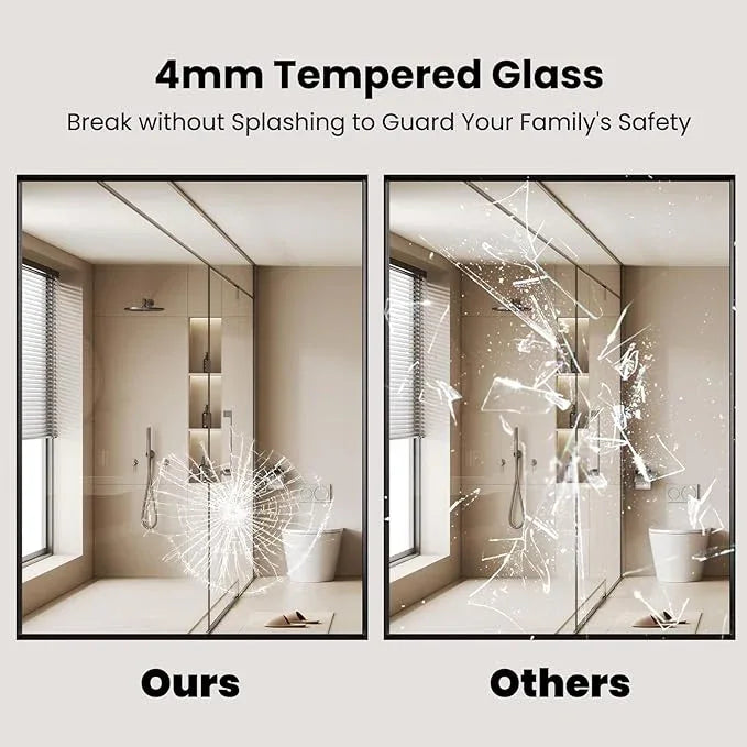 LOAAO Black Bathroom Mirror 48"X30" for Wall, Rectangle Bathroom Vanity Mirror, Tempered Glass, Hangs Vertically or Horizontally, Easy to Install, Modern Design - ModernBath