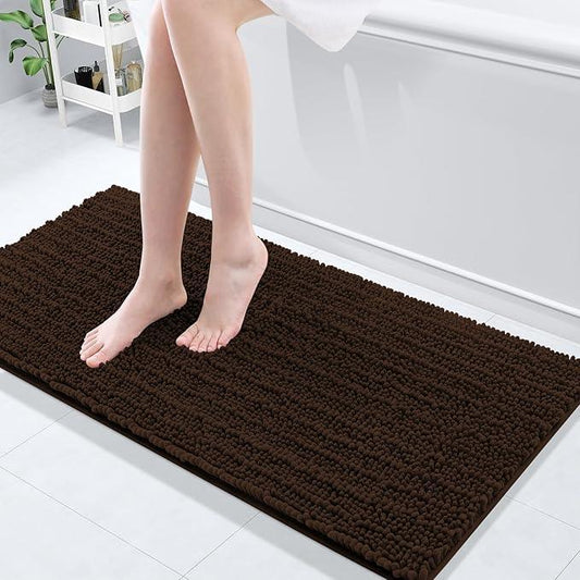 Arotive Luxury Chenille Bathroom Rug Mat, Extra Soft Thick Absorbent Shaggy Bath Rugs, Non-Slip Machine Wash Dry, Plush Bath Mats for Bathroom, Shower and Tub, 47x17, Brown - ModernBath