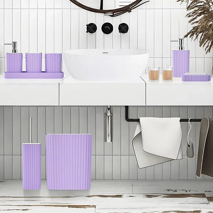 XLHOMO Bathroom Accessories Set - Gorgeous Purple Bathroom Set, 10PC Bathroom Accessory Set, Toilet Brush, Trash Can & Soap Dispenser - ModernBath