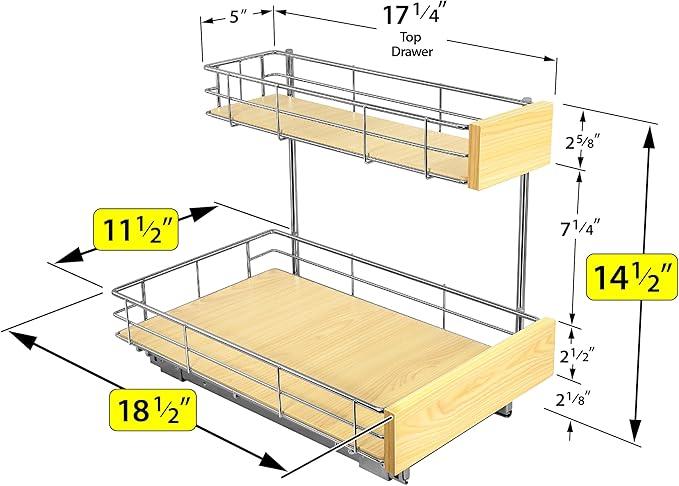 LYNK PROFESSIONAL® SELECT™ Pull Out Under Sink Kitchen Cabinet Organizer - 11.5 in. x 18 inch deep Drawer - Sliding Shelf Organizer and Undersink Storage Shelves - Lifetime Ltd. Warranty – Chrome - ModernBath