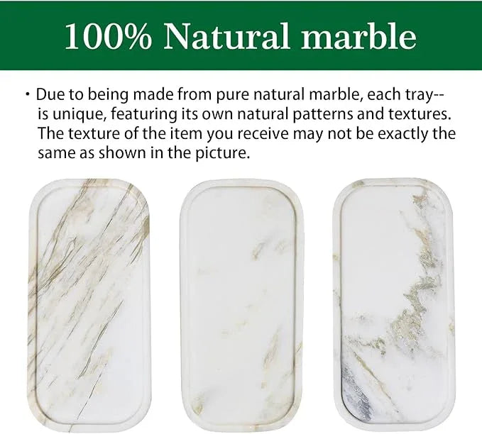 MarmorReal Natural Marble Bathroom Tray for Perfume, Candles, Jewelry Stone Vanity, Bathroom & Kitchen Counter Organizer and Home Decor (Calacatta Gold‌ Marble(11.41 * 5.51 * 0.7)) - ModernBath