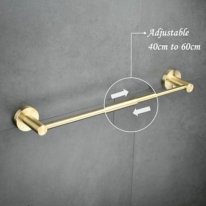 SHUNLI Bathroom Towel Bar Adjustable Flexible 16 to 26 Inch, Brushed Gold Towel Rack Bath Hand Towel Holder Retractable, Wall Mounted/SUS304 Stainless Steel - ModernBath