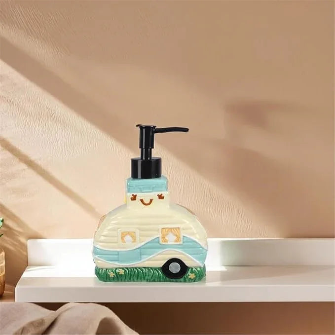 Young's Inc. Farmhouse Soap Dispenser - Decorative Dish and Hand Soap Dispenser for Bathroom and Kitchen - Camper, Yellow - 5.12" x 2.95" x 7.3" - ModernBath