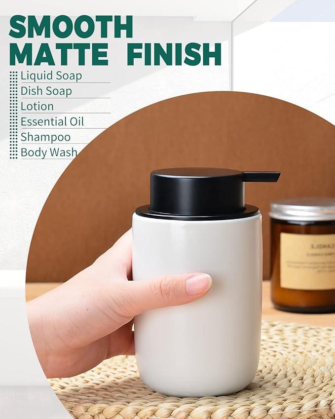 BosilunLlife Lotion Pump Dispenser - Bathroom Soap Dispenser White Kitchen Dish Soap Ceramic Small Liquid Soap Dispenser for Bathroom Lotion Hand Pump Dispenser - ModernBath