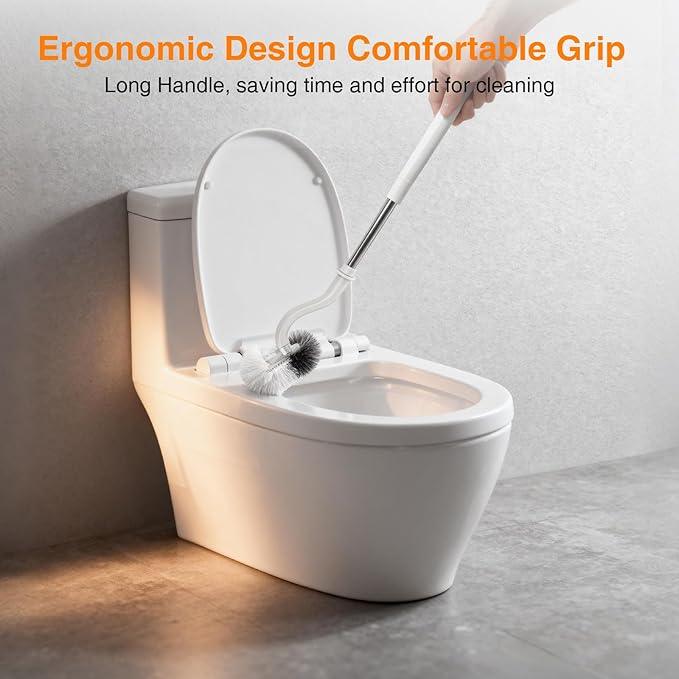Lefree Toilet Brush and Holder Set, Bathroom Cleaner Brush Set, Curved Design, Non-Slip Handle Toilet Bowl Brush with Curved Bristle for Dead Corner Clean, RV Bathroom Accessories Toilet Scrubber - ModernBath
