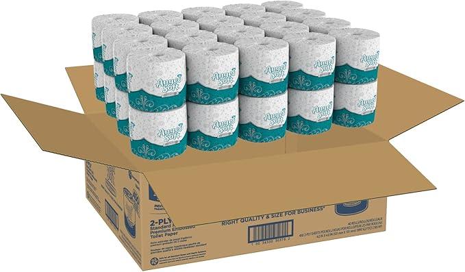 Georgia-Pacific Angel Soft Professional Series Premium 2-Ply Embossed Toilet Paper; 16840; 450 Sheets Per Roll; 40 Rolls Per Case; White - ModernBath