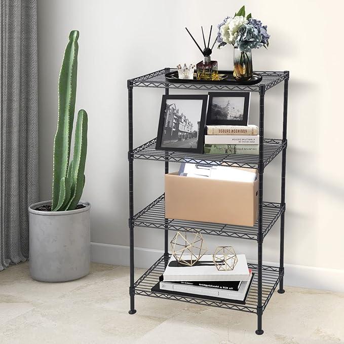 BNSPLY 4 Tier Wire Shelving Unit, Height Adjustable Wire Shelves with NSF Certified, Metal Storage Rack Shelf Unit for Kitchen, Laundry, Bathroom, Pantry, Closet (12" D x 19.7" W x 31.5" H, Black) - ModernBath