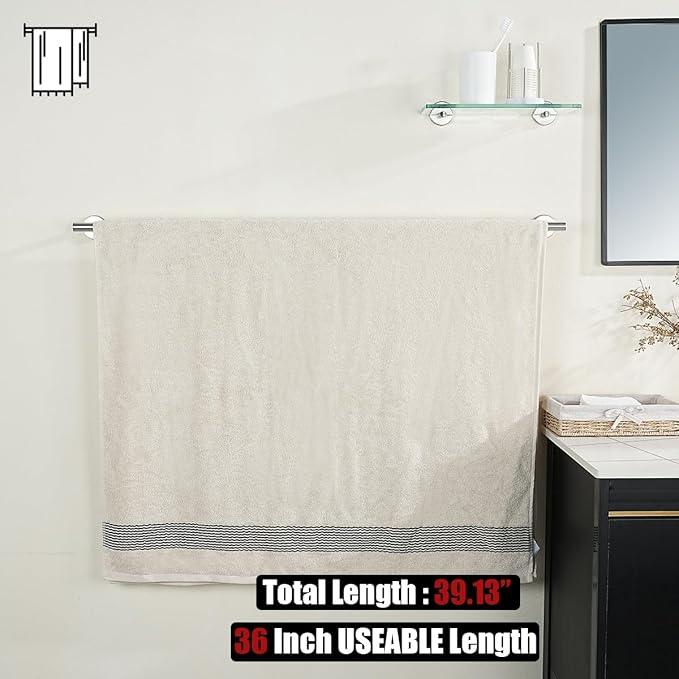 JQK Bath Towel Bar, 39 Inch 304 Stainless Steel Thicken 1mm Single Towel Rack for Bathroom, Towel Holder Brushed Finished Wall Mount, Useable Length 36 Inch, TB110L36-BN - ModernBath