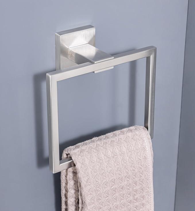 10-Piece Bathroom Hardware Kit - Brushed Finish SUS304 Stainless Steel Set, Featuring 2 x 23.6 Towel Bars, 2 Towel Rings, 2 Toilet Paper Holders & 4 Towel Hooks (Brushed Stainless) (Brushed Finish) - ModernBath