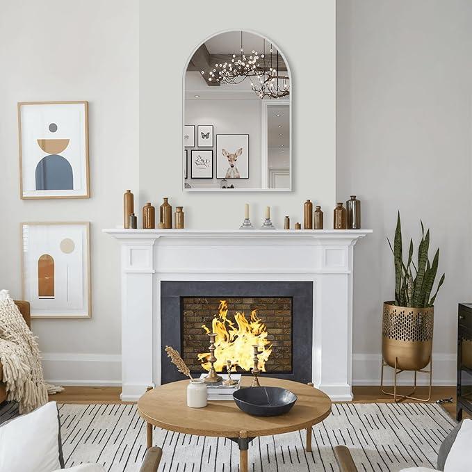 Minuover 30" x 40" Silver Arched Mirror, Large Arch Bathroom Vanity and Wall Decor Mirror for Living Room, Bedroom, Entryway, Fireplace Mantel (Tempered Glass) - ModernBath