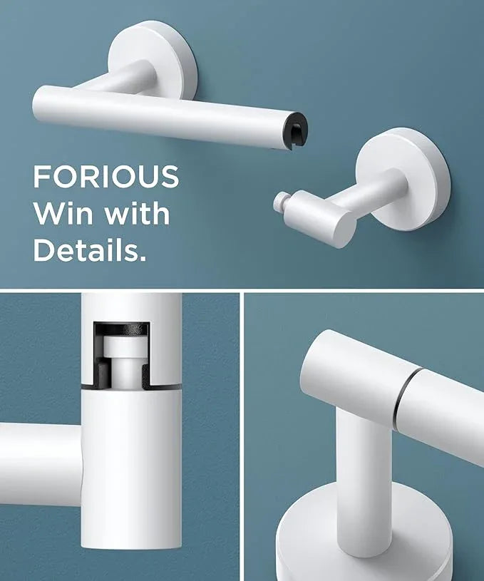 FORIOUS Toilet Paper Holder Wall Mount, Stainless Steel Rustproof Double Post Pivoting Tissue Roll Holder for Bathroom, Commercial Toilet Paper Dispenser, White - ModernBath