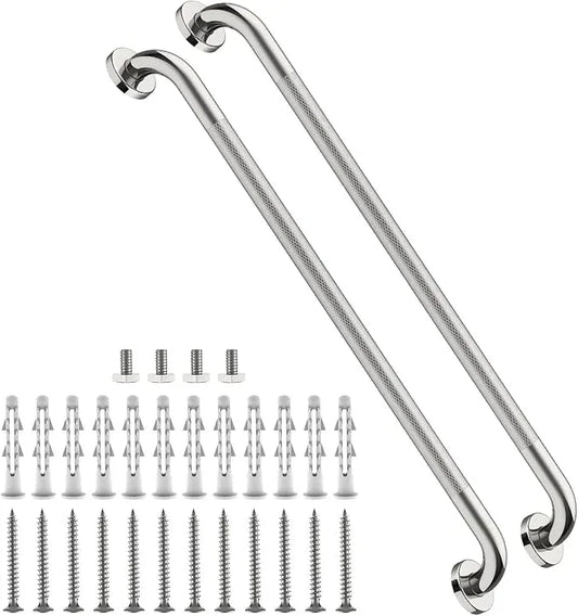 36 Inch Anti Slip Shower Grab Bar,Munzong 2 Pack Bathroom Grab Bars and Showers,Brushed Nickel Knurled Handicap Balance Bar,Safety Hand Rail Support Elderly Senior Bath Handle - ModernBath