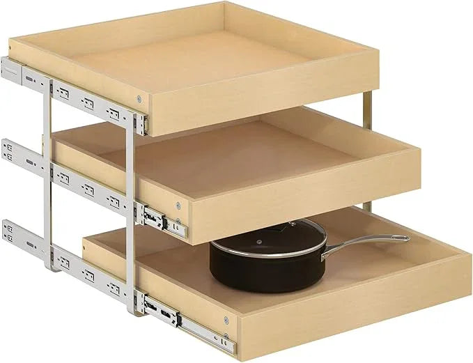 WelFurGeer 3-Tier Pull Out Cabinet Organizer with Soft Close, Heavy-Duty Slide Out Drawers for Cabinets, Pull Out Drawers for Cabinets, Bottom Mount Shelves for Kitchen, Pantry, Bathroom - ModernBath