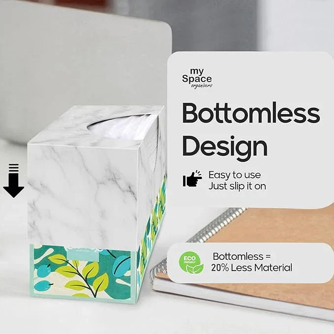 Tissue Box Cover Rectangle - Tissue Box Holder Rectangular - Compatible with Puffs - Acrylic Marble Bathroom Accessories Decor - ModernBath