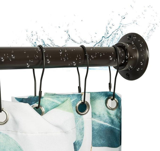 Artiwell 60" Heavy Duty Straight Shower Rod With Shower Rod Flange, Permanent Mount Shower Curtain Rod With Screws Bracket, Never Rust Stainless Steel, Window Curtain and Closet Rod, Oil Rubbed Bronze - ModernBath
