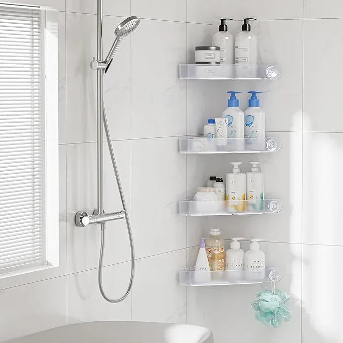 Sotfamily Shower Caddy Corner, 4 Pack Adhesive Corner Shower Shelves for Bathroom Organizers and Storage, Rust Free Plastic Rack for Bathroom Accessories & Decor, Crystal - ModernBath