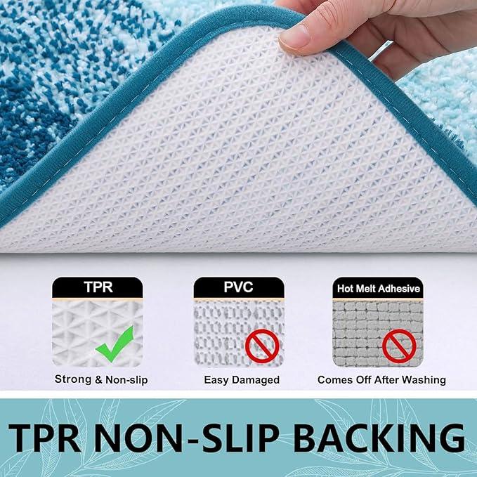 Arotive Microfiber Bathroom Rugs, Shaggy Soft and Absorbent Bath Rug, Non-Slip, Thick Plush Machine Washable Dry Bath Mats for Bathroom, Tub and Shower, 44x24, Peacock Blue, Rectangular - ModernBath