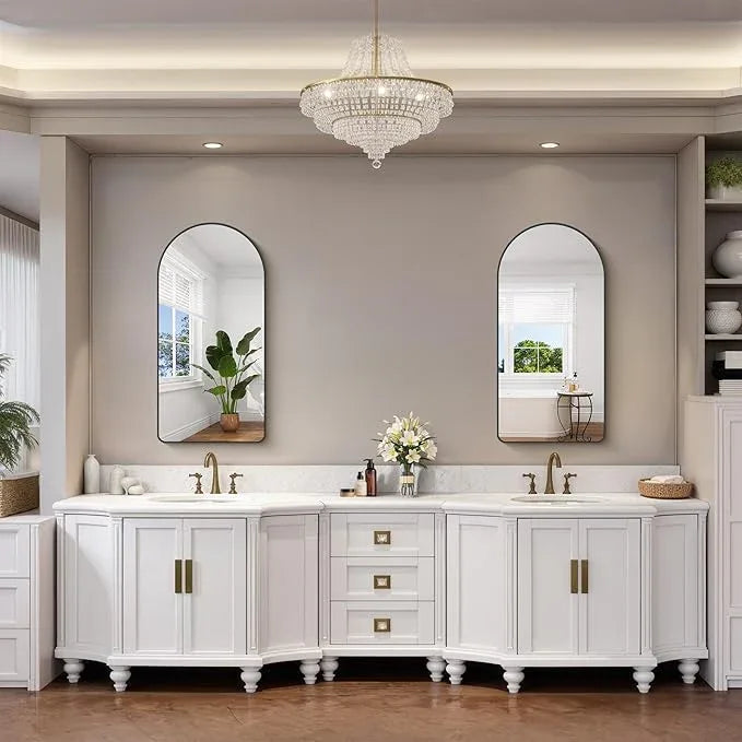 FORBATH Large Arched Wall Mirror 40x20 Inch, Black Arch Bathroom Mirror with Aluminum Frame, Arched Mirror for Dresser, Fireplace,Entryway,Home Decor,Hanging or Leaning Against Wall - ModernBath