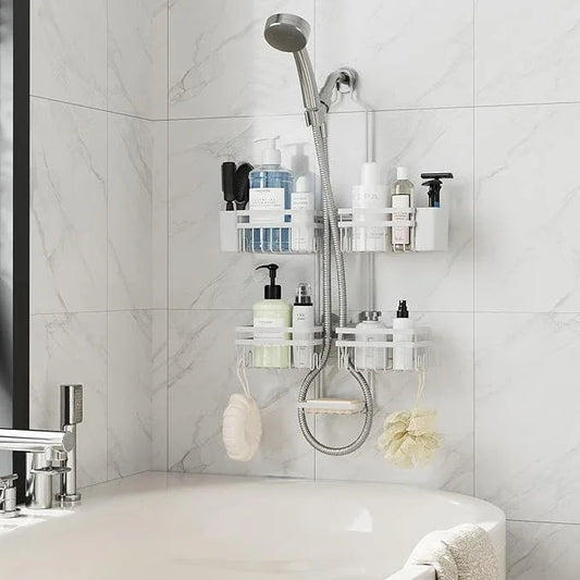 STAHLHEART Shower Caddy Hanging for Bathroom Organizers and Storage - 3-Tier Adjustable Anti-Swing Shower Organizer Hanging with Heavy-Duty Suction Cups, Damage-Free Rustproof (White) - ModernBath
