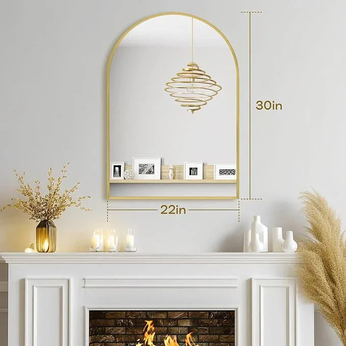 Minuover 22" x 30" Gold Arched Mirror, Arch Bathroom Vanity Wall Mirror, Modern Aluminum Alloy Metal Frame Arch Mirror for Bathroom, Living Room, Bedroom, Entryway, Tempered Glass, Shatter Proof - ModernBath