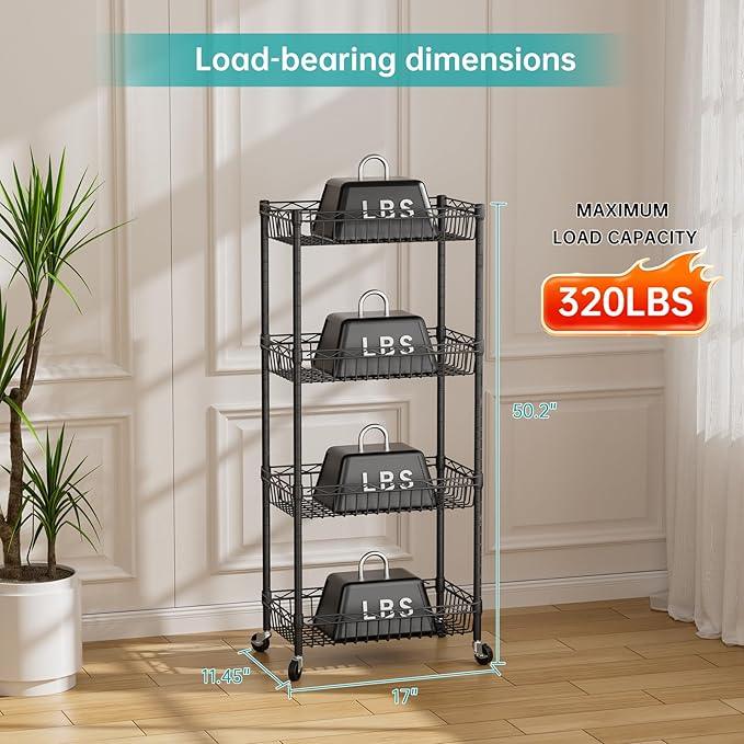 SINGAYE Shelf Closet Wire Shelving：Adjustable Metal Unit for Laundry Room Organization Bathroom Kitchen Home Storage with Wheels Pantry Rack Shelves - ModernBath