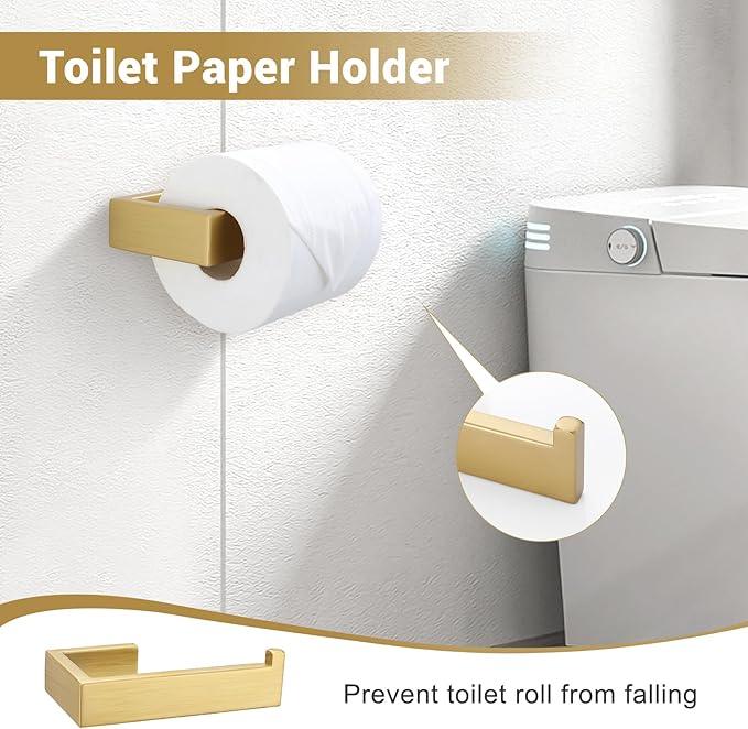Brushed Gold Bathroom Hardware Set, 4-Piece Bath Towel Bar Set SUS304 Stainless Steel Towel Rack Set for Bathroom, 23.6 inches Bathroom Towel Holder Set Wall Mounted - ModernBath
