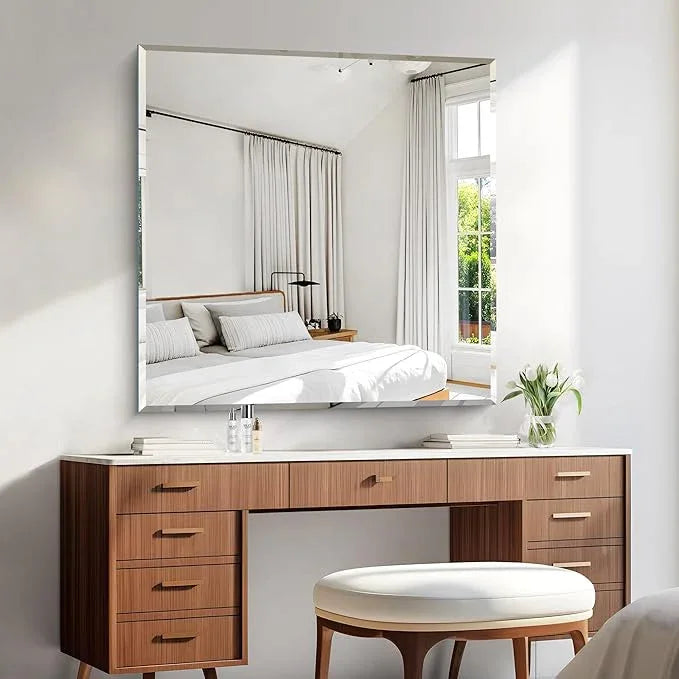 KOCUUY Beveled Mirror, 36x36 Inch Large Frameless Square Bathroom Mirror for Over Sink, Upgraded Shatterproof Beveled Unframed Design Mirror for Bathroom, Bedroom, Hang Horizontal/Vertical - ModernBath