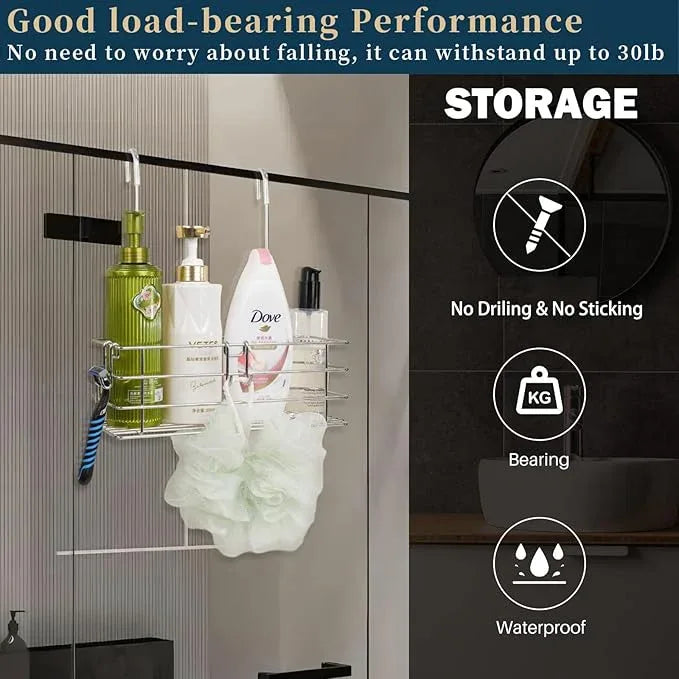 Seltomer Shower Caddy Hanging Shower Rack SUS304 Stainless Steel Hanging Shower Orangizer with Hooks Over The Door, Shampoo Basket Storage (Single-Layer) - ModernBath