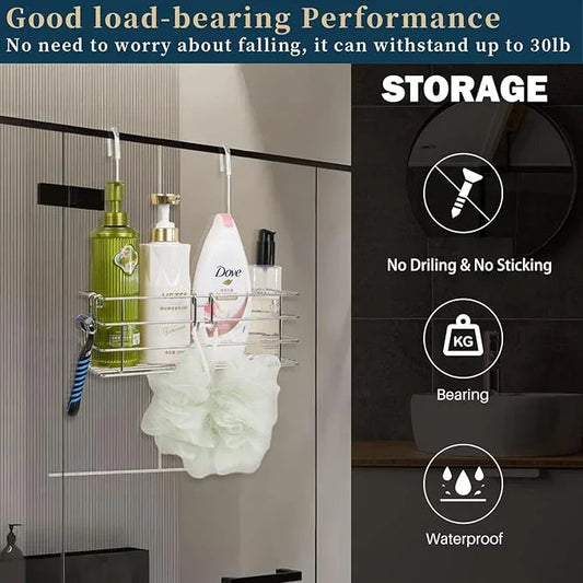 Seltomer Shower Caddy Hanging Shower Rack SUS304 Stainless Steel Hanging Shower Orangizer with Hooks Over The Door, Shampoo Basket Storage (Single-Layer) - ModernBath
