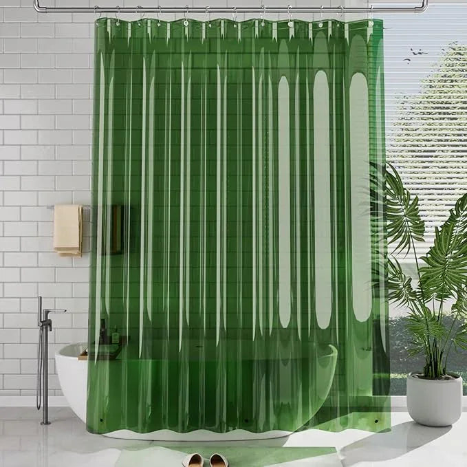 AmazerBath Extra Long Shower Curtain Liner 72x84, Clear Green Shower Liner 84 Inches Long, Plastic Shower Curtain Liners, Cute Tall Shower Liner, PEVA Bathroom Shower Curtain Liners & 3 Magnets - ModernBath