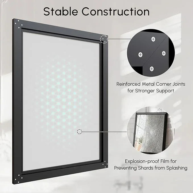 USHOWER Bathroom Mirrors for Over Sink, 24x36 Inch Rectangular Mirrors for Wall, Brushed Black Mirror, Beveled Aluminum Framed Wall Mirror, Mirror for Bathroom, Restroom, Anti-Rust - ModernBath