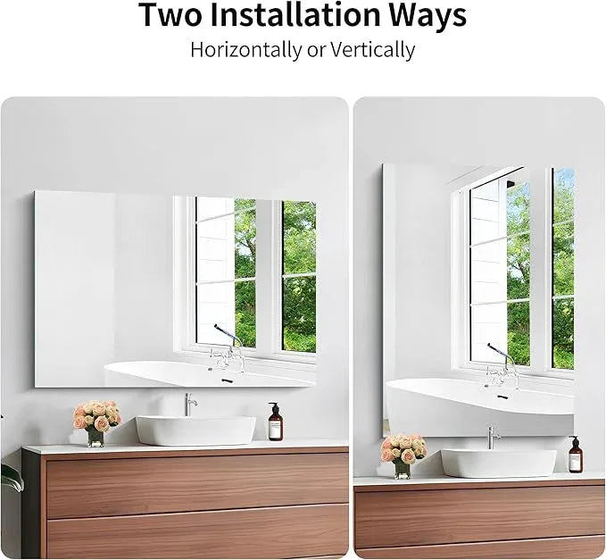 KOCUUY Frameless Mirror, 28"x40" Bathroom Mirror for Over Sink, Upgraded Shatterproof, Large Rectangle Unframed Mirror for Wall, Bathroom, Bedroom, Living Room, Entryway, Hang Horizontal/Vertical - ModernBath