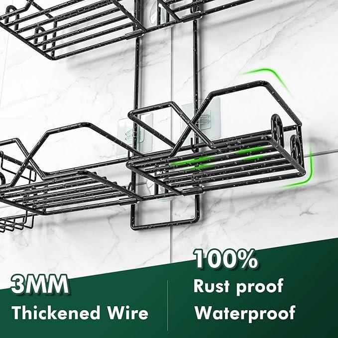 Sewulidon Stainless Steel Hanging Shower Caddy for Handheld Shower Heads,Adjustable Height Extra Long Bathroom Shower Organizer Hanger Rack with Hooks,Soap Holder - ModernBath