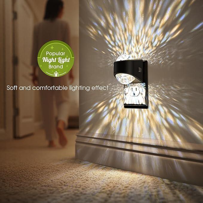 Briignite Night Light Plug into Wall, Color Changing Night Light for Kids, 3CCT Diamond Design with Galaxy Star Projector, Dusk to Dawn Sensor for Nursery Bathroom Bedroom Gaming Room Decor Gift - ModernBath